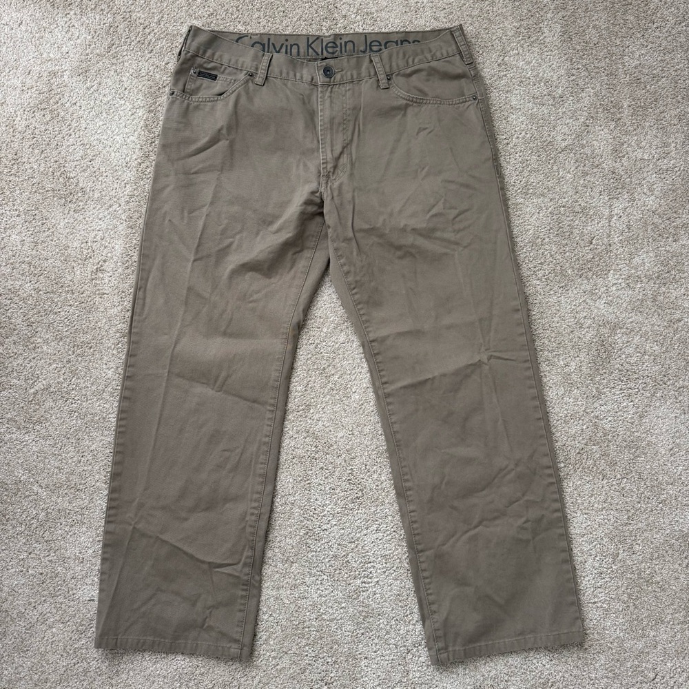 Calvin Klein Jeans Straight Cut Olive Green Pants Size 36